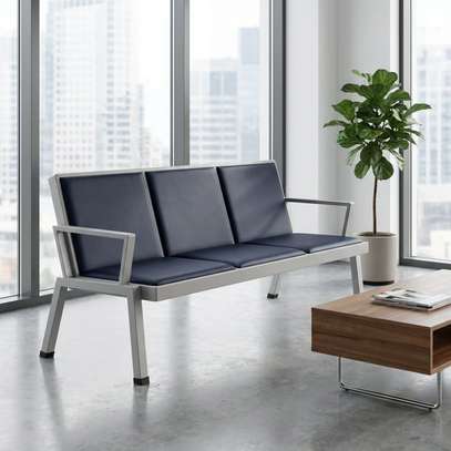 Leather Reception 3-Link Office Bench image 3