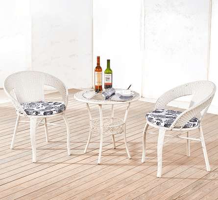 Wicker Patio Set 2 Chairs & Glass Table image 5