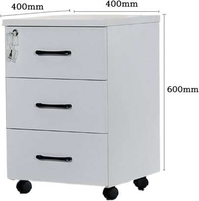 White 3 Drawer Wooden Pedestal Cabinet image 6