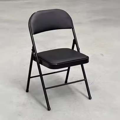 Black Leather Foldable Study Office Chair image 4
