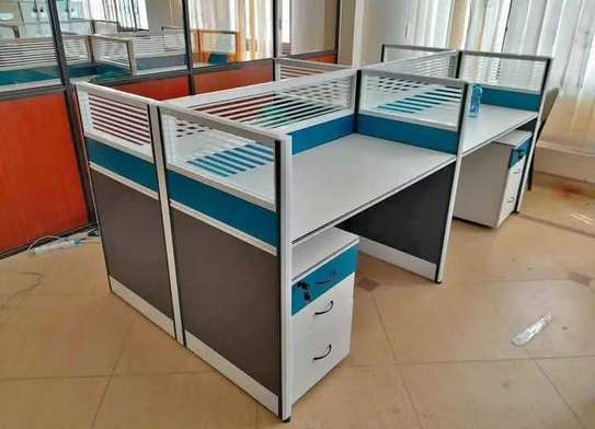 4-Person Office Cubicle Workstation Silver Wood image 7