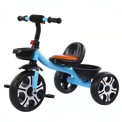 Blue Toddler Tricycle with Basket and Backrest image 3