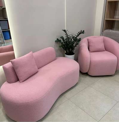 Chic Pink Sofa & Armchair Set Compact Modern Design image 2