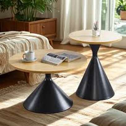 2 Pcs Brown Wooden Tops Living Home Coffee Table Set image 8