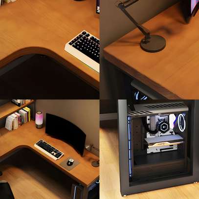 Curved office desk: 1.2m curved desk with metal legs image 3