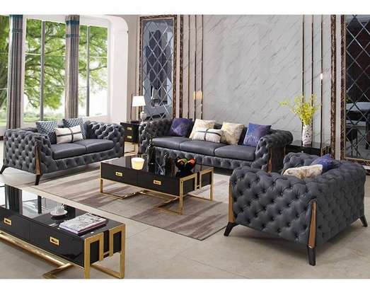 Modern Coffee & TV Table Set White Gold Frame image 5
