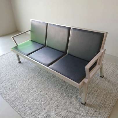 Leather Reception 3-Link Office Bench image 6