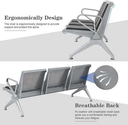 3 Seater Black Padded Reception Bench image 8