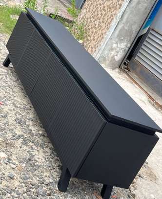 White Modern tv stand with Large Capacity Glossy Finish image 3
