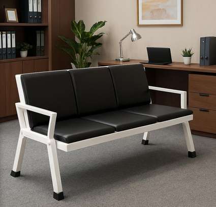 Leather Reception 3-Link Office Bench image 11