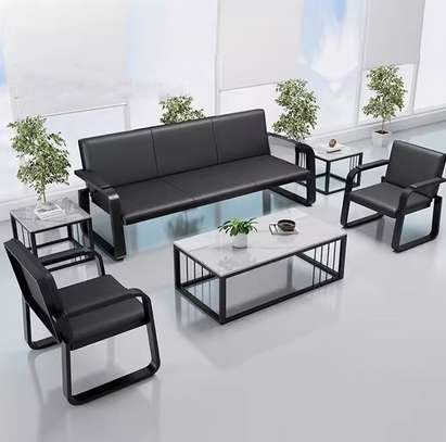 Leather Reception 5 Person Office Sofa image 8