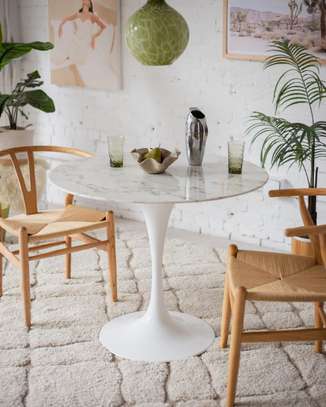 Dining Table; 1200MM White Round Marble Dining Table image 4