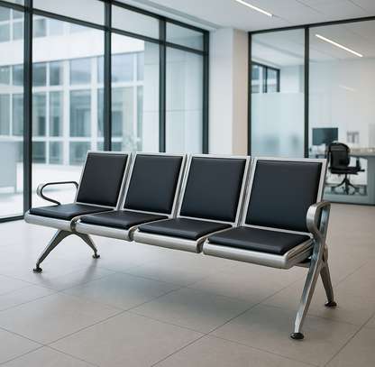 4-Link Leather Office Waiting Bench image 7