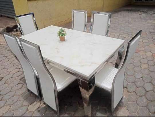 Dining Tables : 6 Seater Marble Top Dining Table image 2