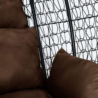 Single Seater Rattan Swing Chair with Stand & Cushion image 3