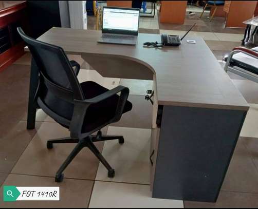 Modern L-Shaped Ergonomic Office Desk White Black Trim image 9