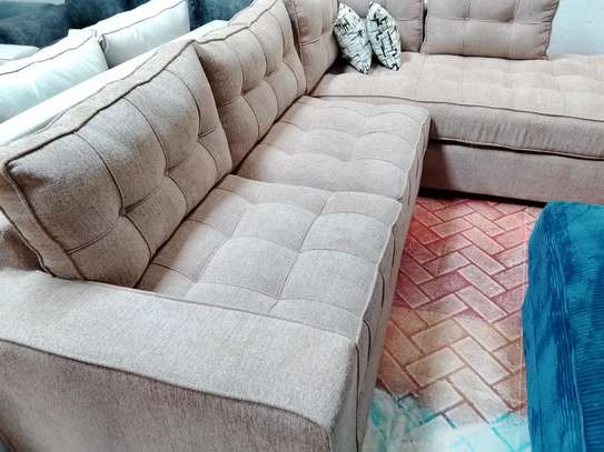 Modern Sectional Sofa Blue Fabric with Chaise Lounge image 2