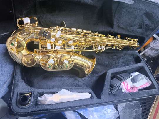 Saxophone Alto Doré Brillant avec Étui et Accessoires image 4