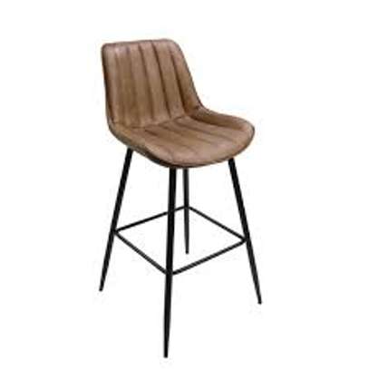 Brown Leather Non-Adjustable Counter Bar Stool image 3