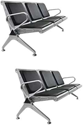 3 Seater Black Padded Reception Bench image 7