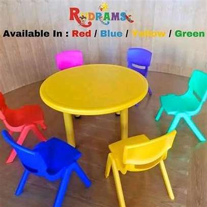 Colorful Kids Table Set Hexagonal 6 Chairs Foldable image 10