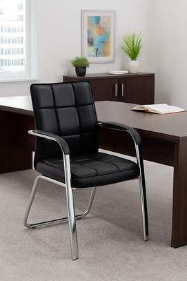 Modern Black Leather Visitor Chair image 6