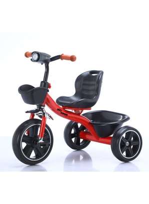 Blue Toddler Tricycle with Basket and Backrest image 2