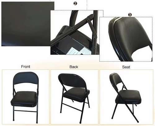 Black Leather Foldable Study Office Chair image 6