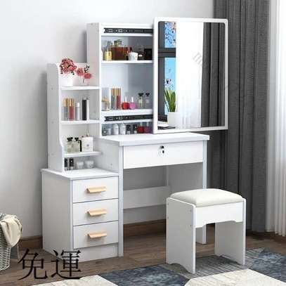 Dresser: White Makeup Set Dressing Table With Sliding Mirror image 2
