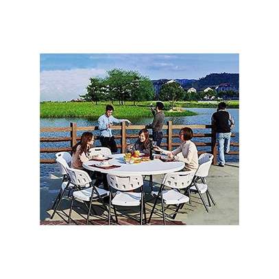 White Home Plastic Patio Folding Dining Chair image 2