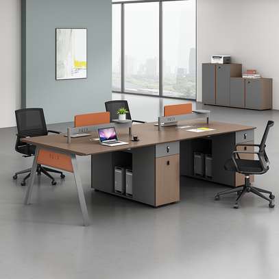 Office Table: Modern Open Office Cubicle Staff Workstation image 2