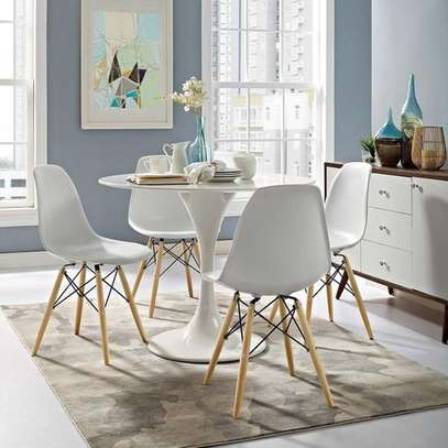 White 4 Seater Eames White Dining Set image 5