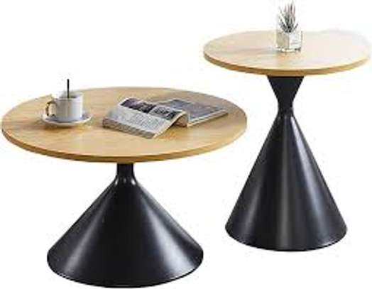 2 Pcs Brown Wooden Tops Living Home Coffee Table Set image 11