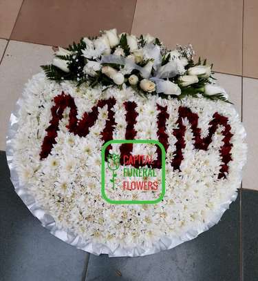 Elegant Mum Floral Tribute with White & Red Flowers image 3