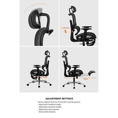 Orthopedic Mesh Office Chair with Footrest image 5