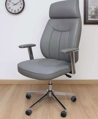Office Chair; Grey Leather Office Chair image 13