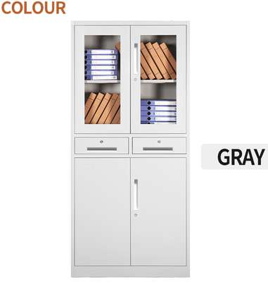 Office Cabinet: 4-Door Steel Cabinet with Upper Glass Door image 2