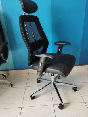 Premium Ergonomic Office Chair Brown & Black Leather image 2