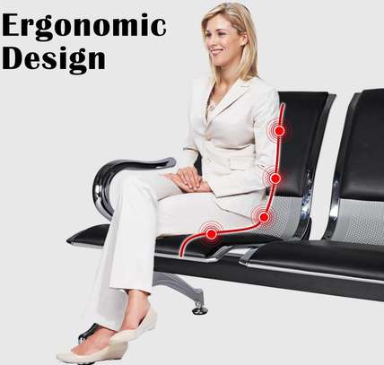 Black PU Padded Reception Bench image 6