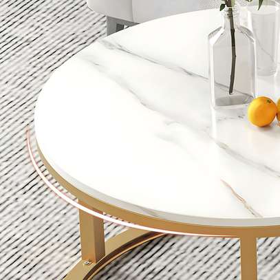 Marble Top Metal Frame Round Coffee Table image 3