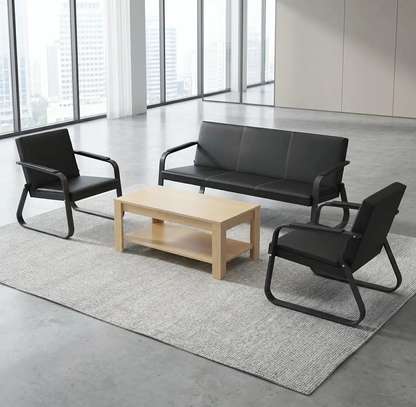 Leather Reception 5 Person Office Sofa image 9