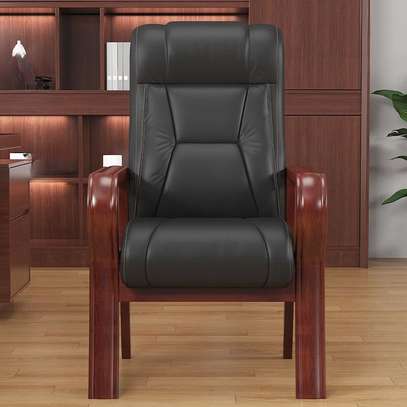 Office Chairs: Mid Back Leather Black Chair image 3