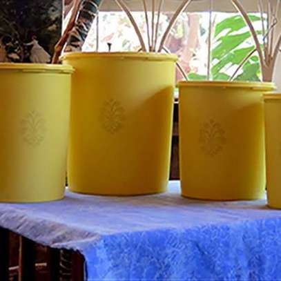 Yellow Harvest Gold Canister / Tupperware Brand Name image 3
