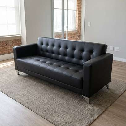3 Seater Leather Office Sofa image 2