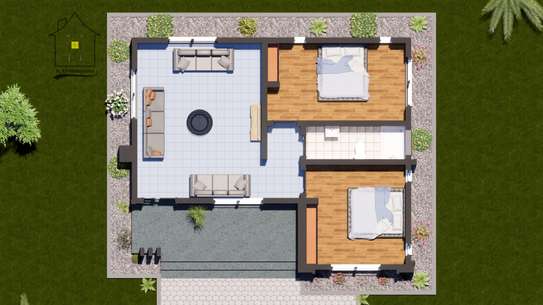 Modern 2 Bedroom Bungalow House Plan image 2