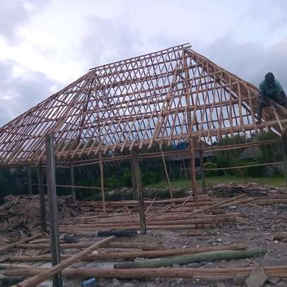 Natural Thatch Gazebo Wooden Poles Spacious Shade image 10