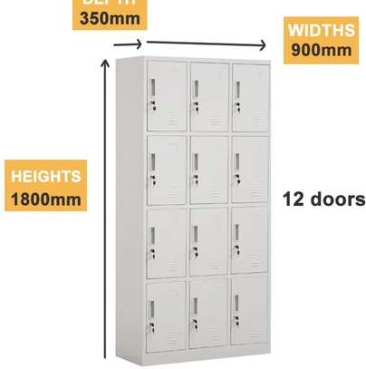OFFICE CABINET: 12 Locker White Metal Cabinet image 2