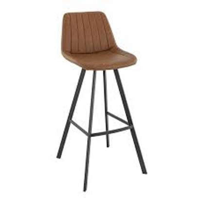 Brown Leather Non-Adjustable Counter Bar Stool image 6