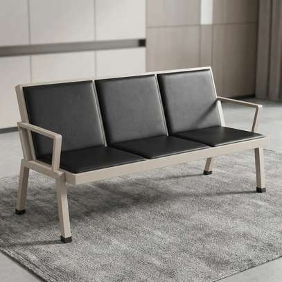 Leather Reception 3-Link Office Bench image 7
