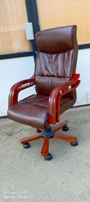 Premium Ergonomic Office Chair Brown & Black Leather image 4
